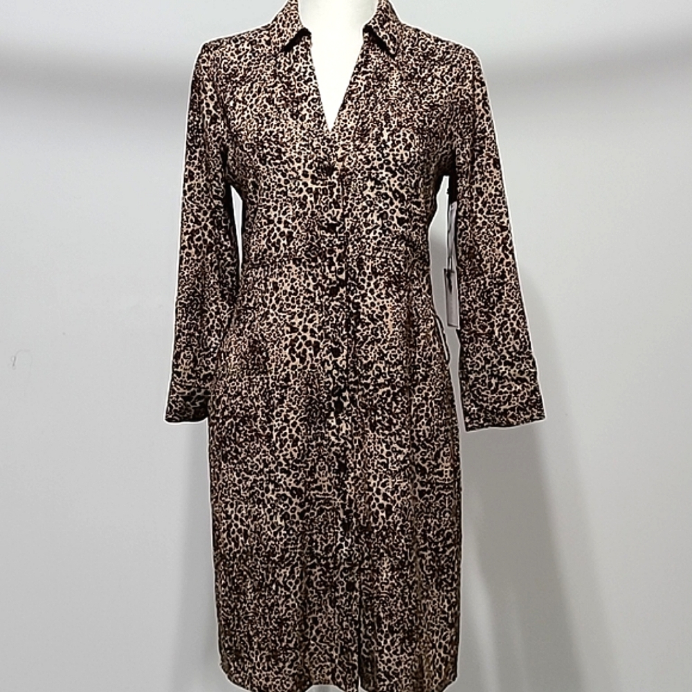 1 STATE Modern Rebel Caramel Multi  DRESS NWT